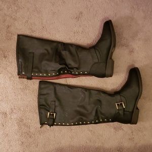Black Tall Boots w/Zipper Back & Studs